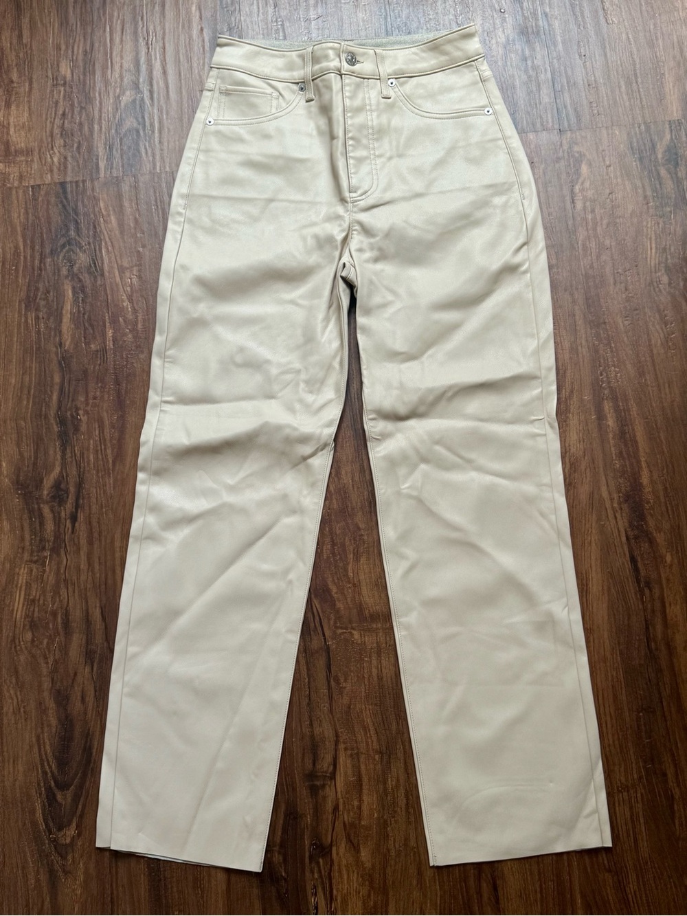Express Faux Leather Pants in Cream / Ivory, Size 4S